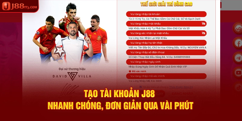 Tạo tài khoản J88 nhanh chóng, đơn giản qua vài phút